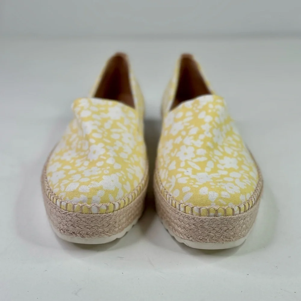 Dr. Scholl's Sunray platform espadrille slip on shoes yellow white flowers 8